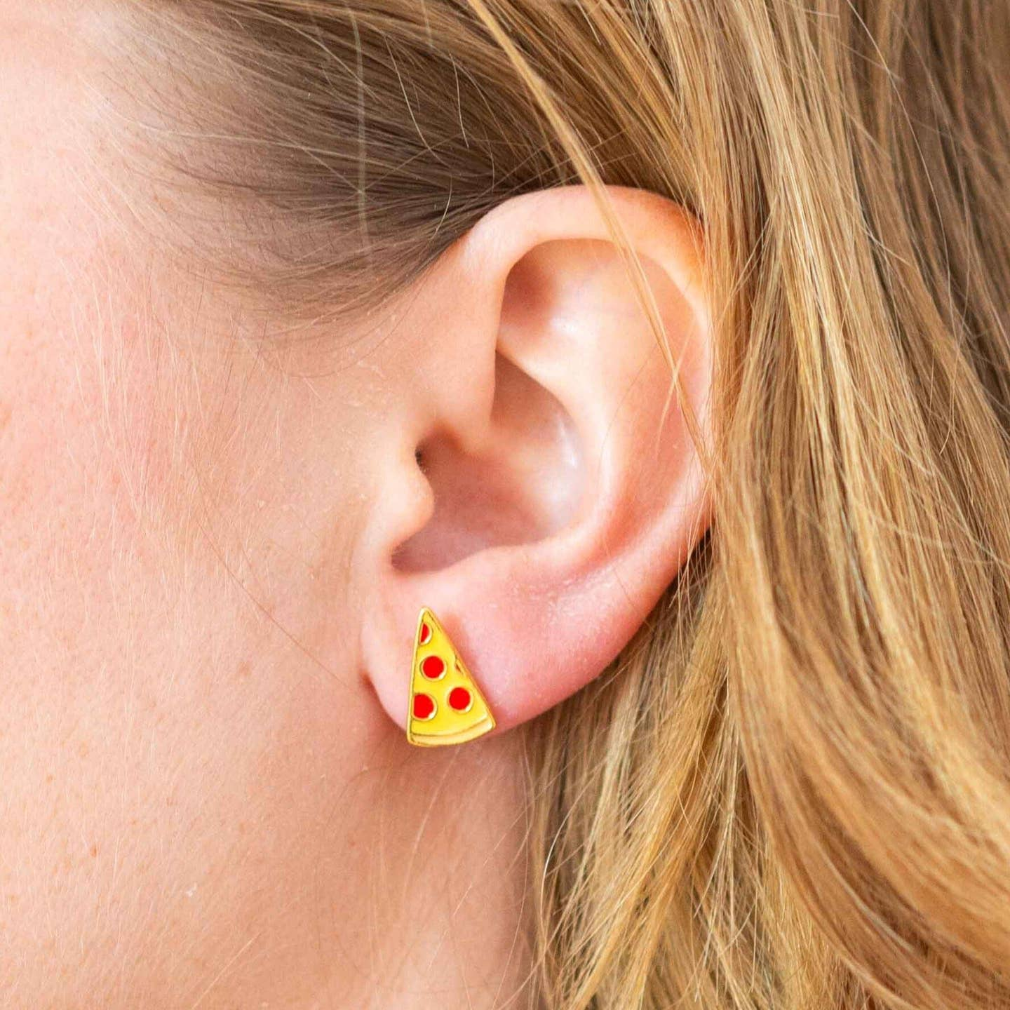 Pizza Enamel Post Earrings