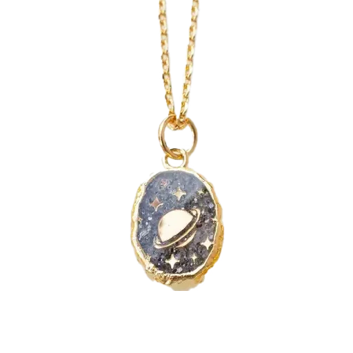 Black Sunstone Planet Gemstone Necklace