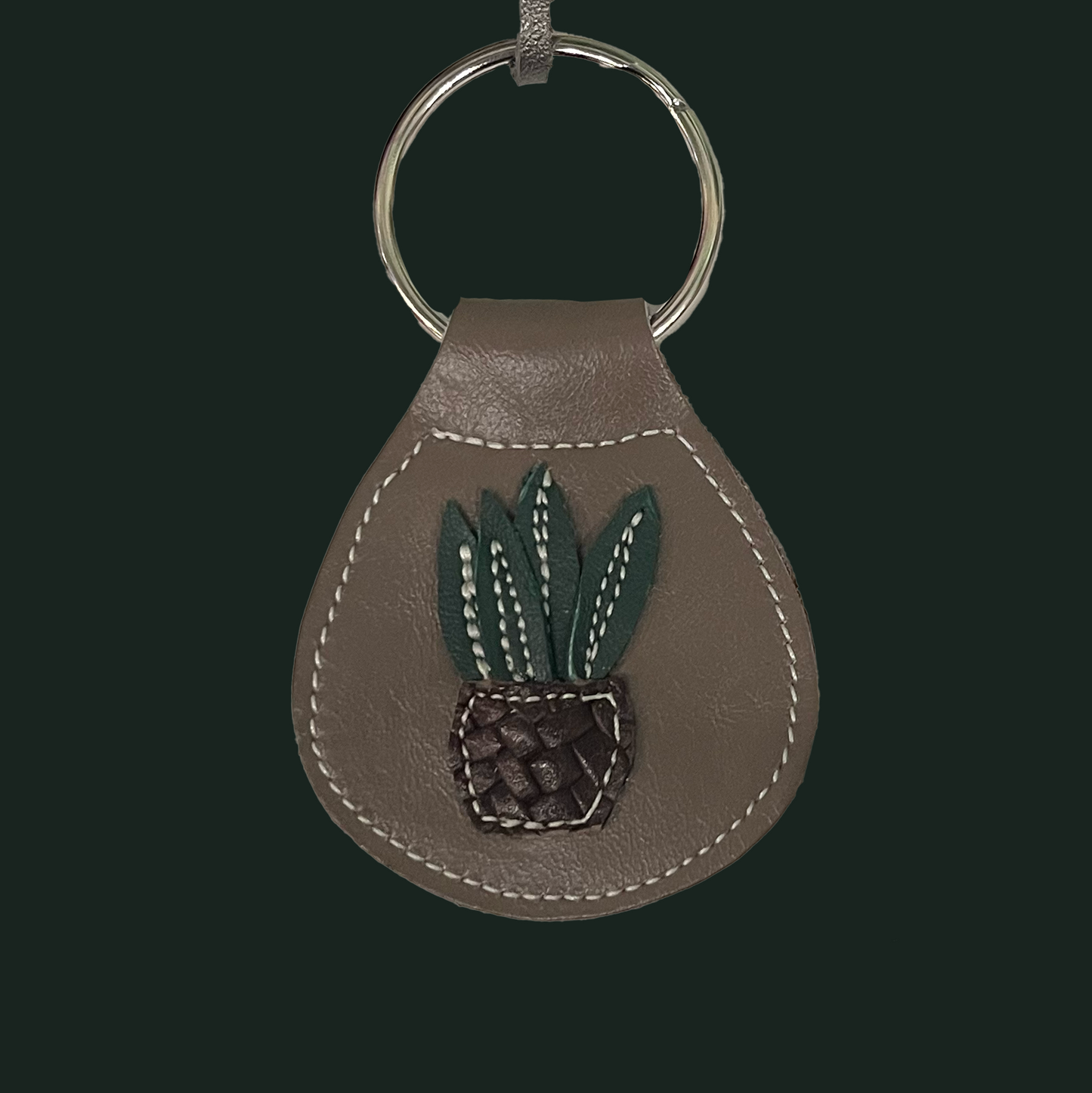 Upcycled Leather Plant Key Fob