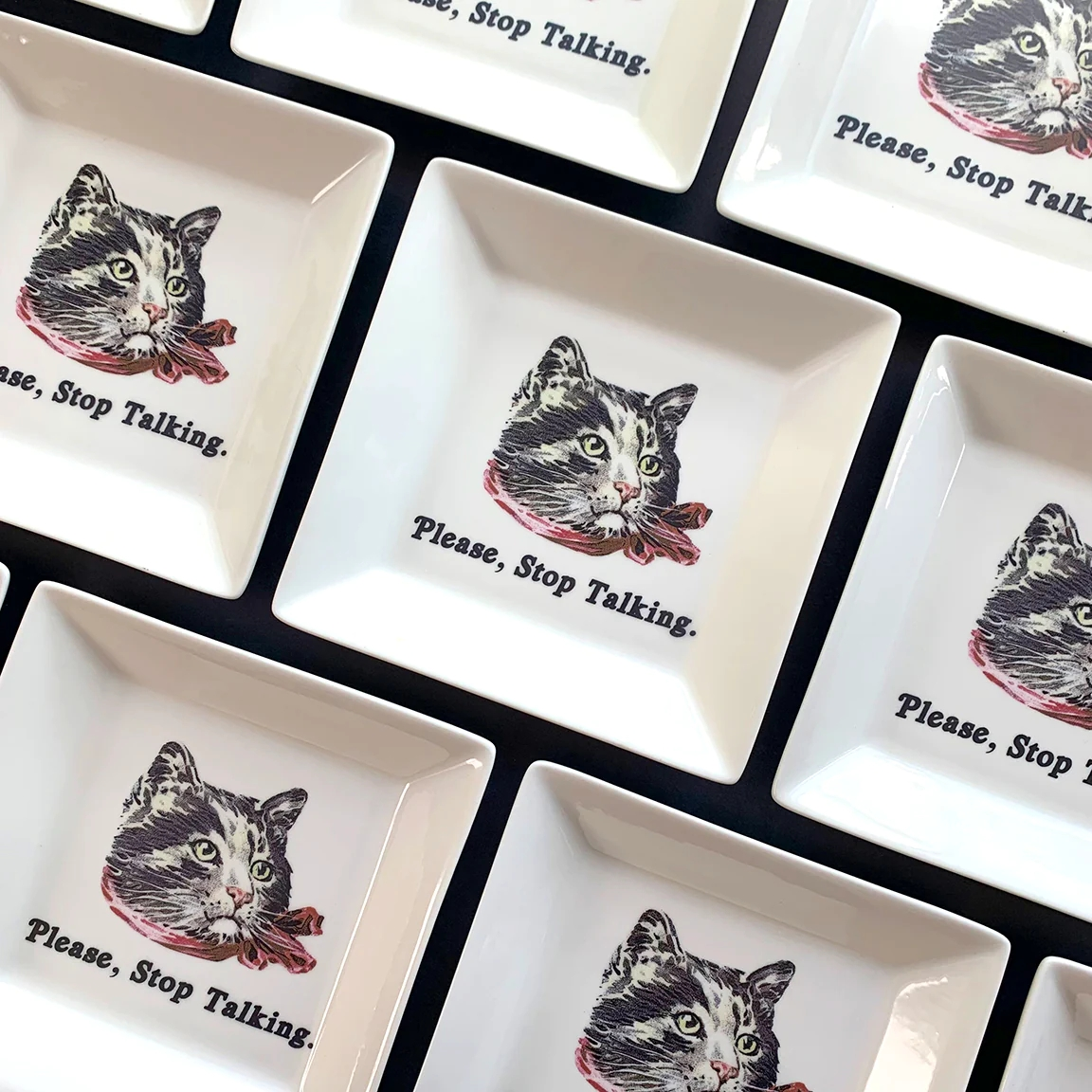 "Please Stop Talking" Cat Trinket Tray