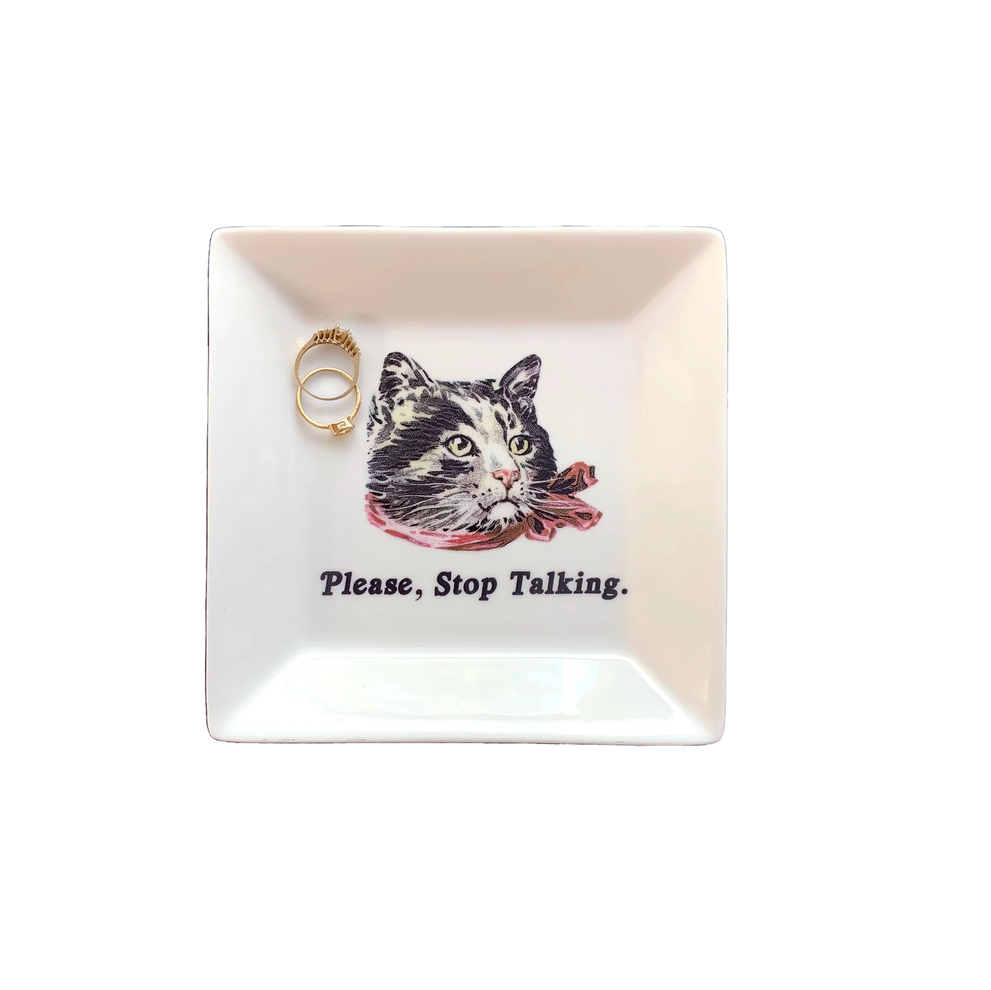 "Please Stop Talking" Cat Trinket Tray
