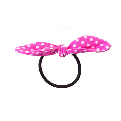 Polka Dot Pink Bow Hair Tie
