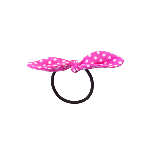 Polka Dot Pink Bow Hair Tie
