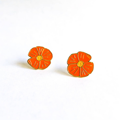 Poppy Enamel Post Earrings