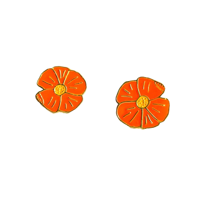 Poppy Enamel Post Earrings