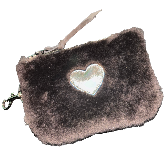 Fluffy Brown Leather Pouch