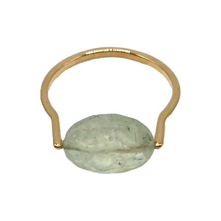 Gold Prehnite Ring