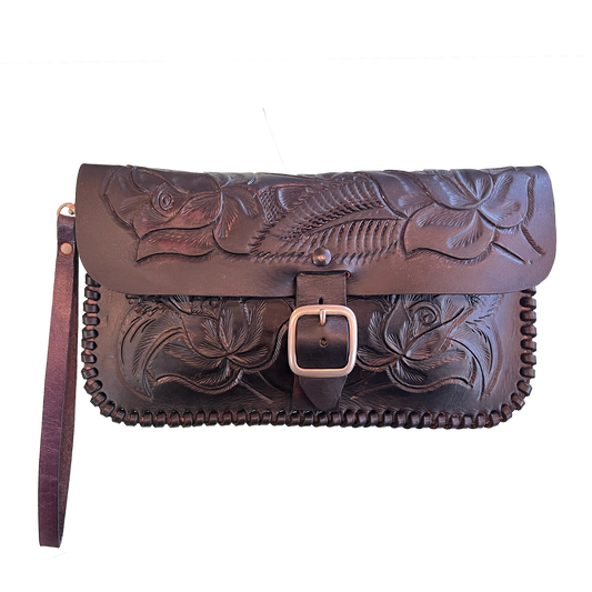 Purple Ombre Hand-Tooled Leather Purse