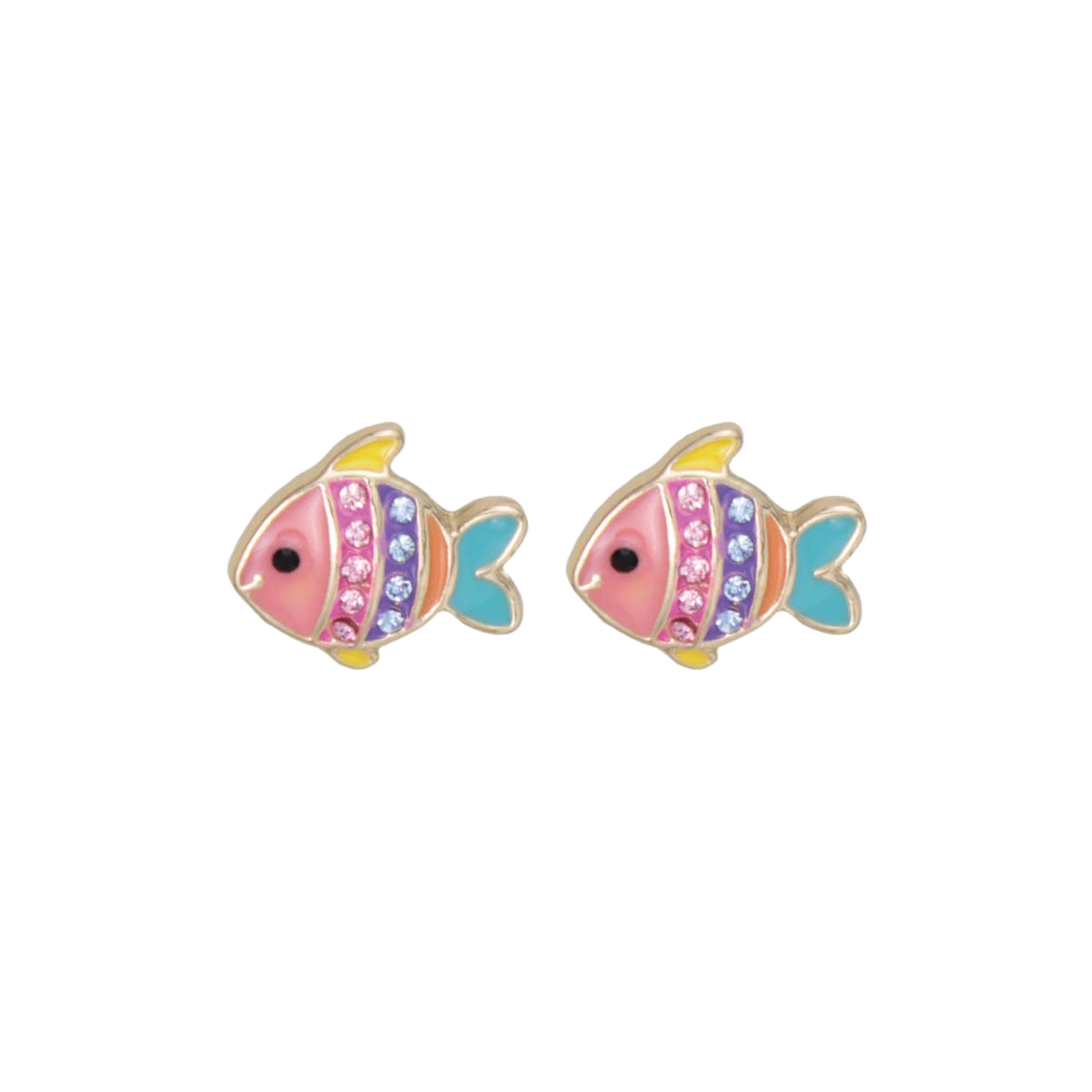 Rainbow Fish Gold Post Earrings