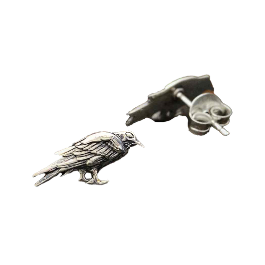 Silver Raven Post Earrings