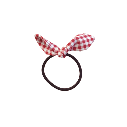 Red Gingham Bow Hair Tie