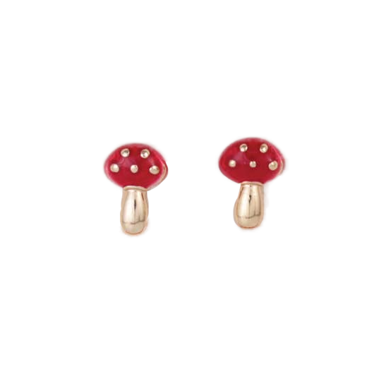 Red Mycology Guide Post Earrings