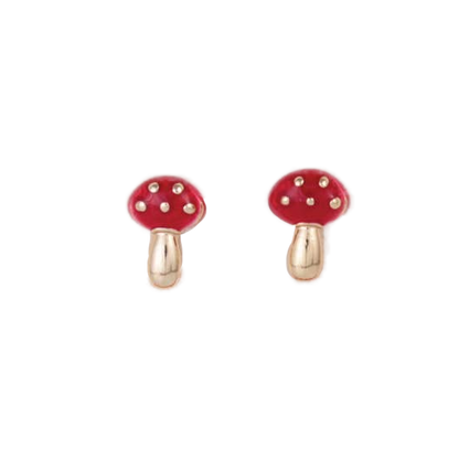 Red Mycology Guide Post Earrings