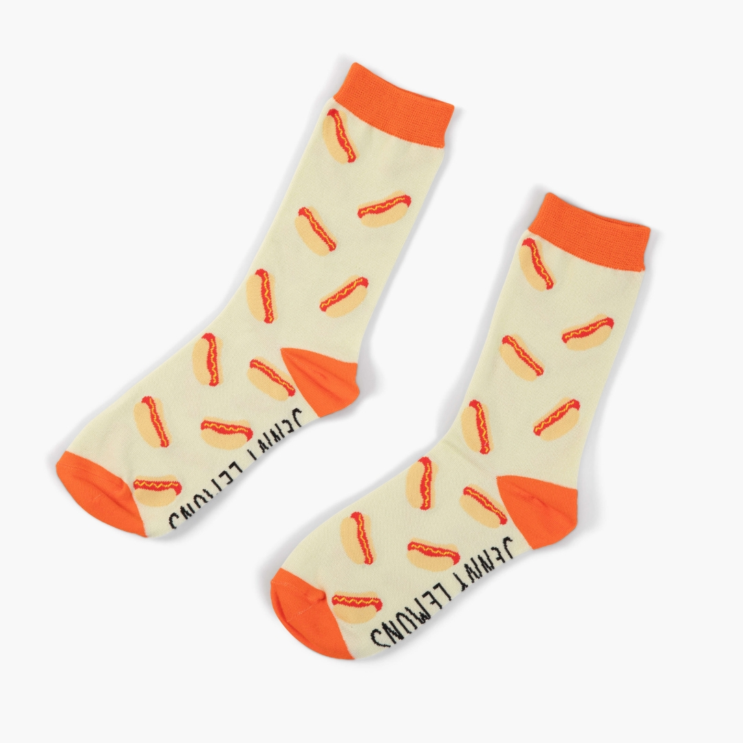 Red Colorblock Hot Dog - Unisex Socks