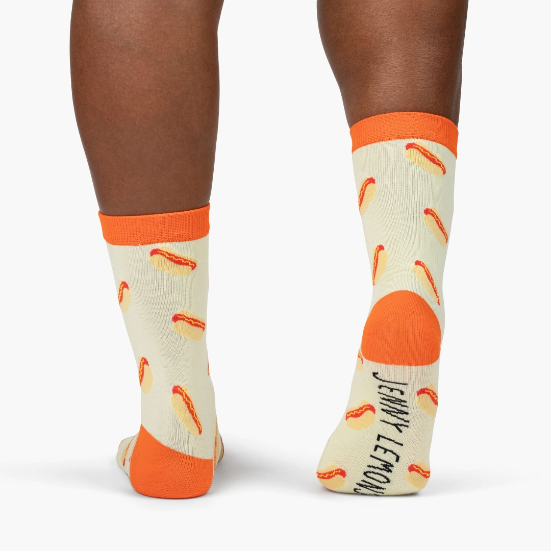 Red Colorblock Hot Dog - Unisex Socks