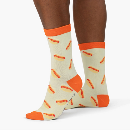 Red Colorblock Hot Dog - Unisex Socks