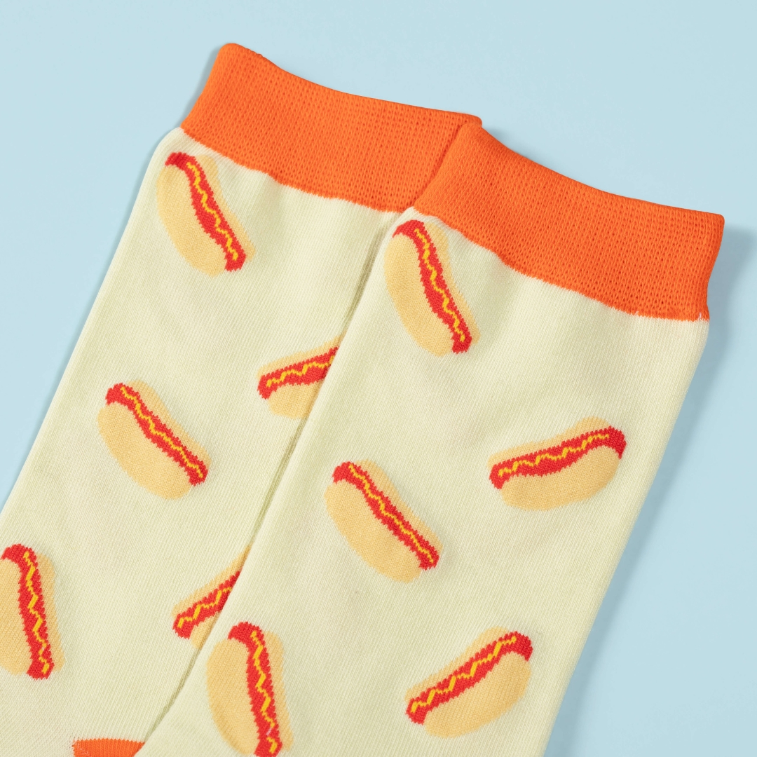 Red Colorblock Hot Dog - Unisex Socks
