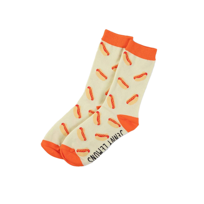 Red Colorblock Hot Dog - Unisex Socks