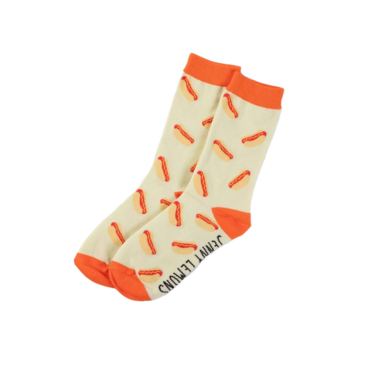 Red Colorblock Hot Dog - Unisex Socks