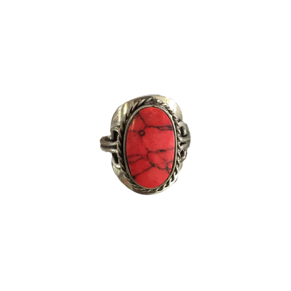 Red Dyed Howlite Ring