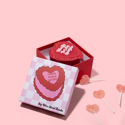 I Really Fucking Love You Heart Cake Candle