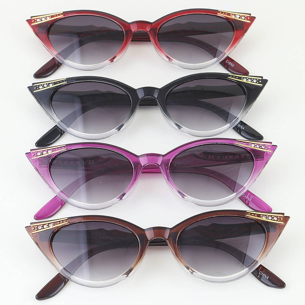 Luxury Rhinestone Wave Cateye Sunglasses