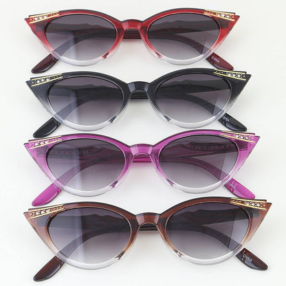 Luxury Rhinestone Wave Cateye Sunglasses
