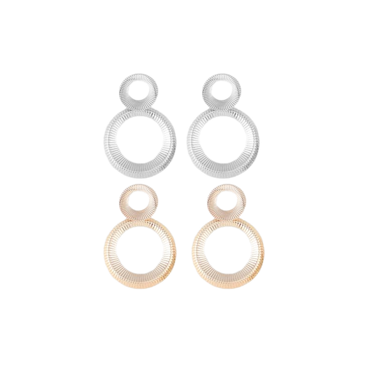 Ribbed Open Disc Dangle Earrings