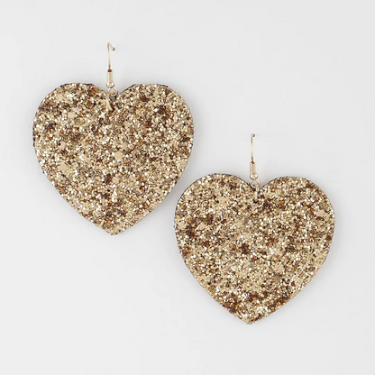 Rimless Glitter Heart Dangle Earrings