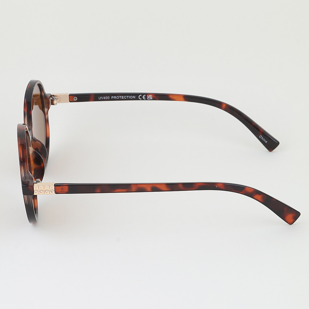Diamond Cut Block Round Sunglasses