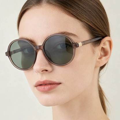 Diamond Cut Block Round Sunglasses