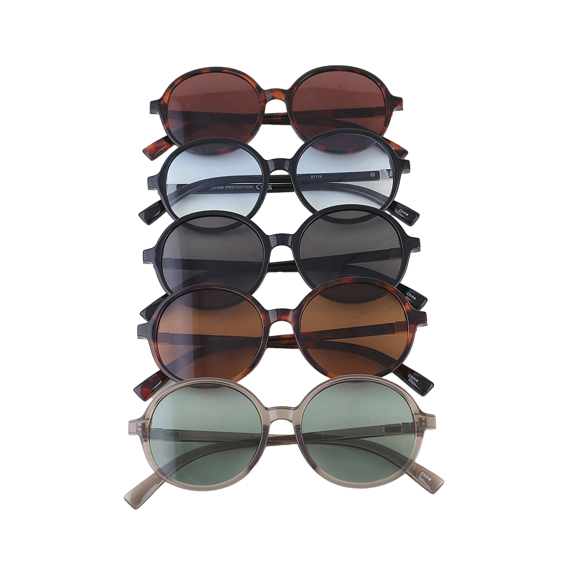 Diamond Cut Block Round Sunglasses