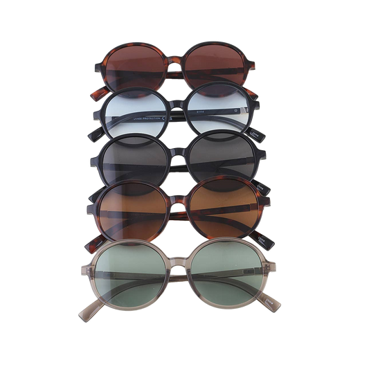 Diamond Cut Block Round Sunglasses