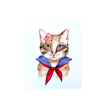 Nautical Cat Art Print