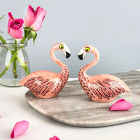 Handmade Ceramic Flamingo Salt and Pepper Shakers