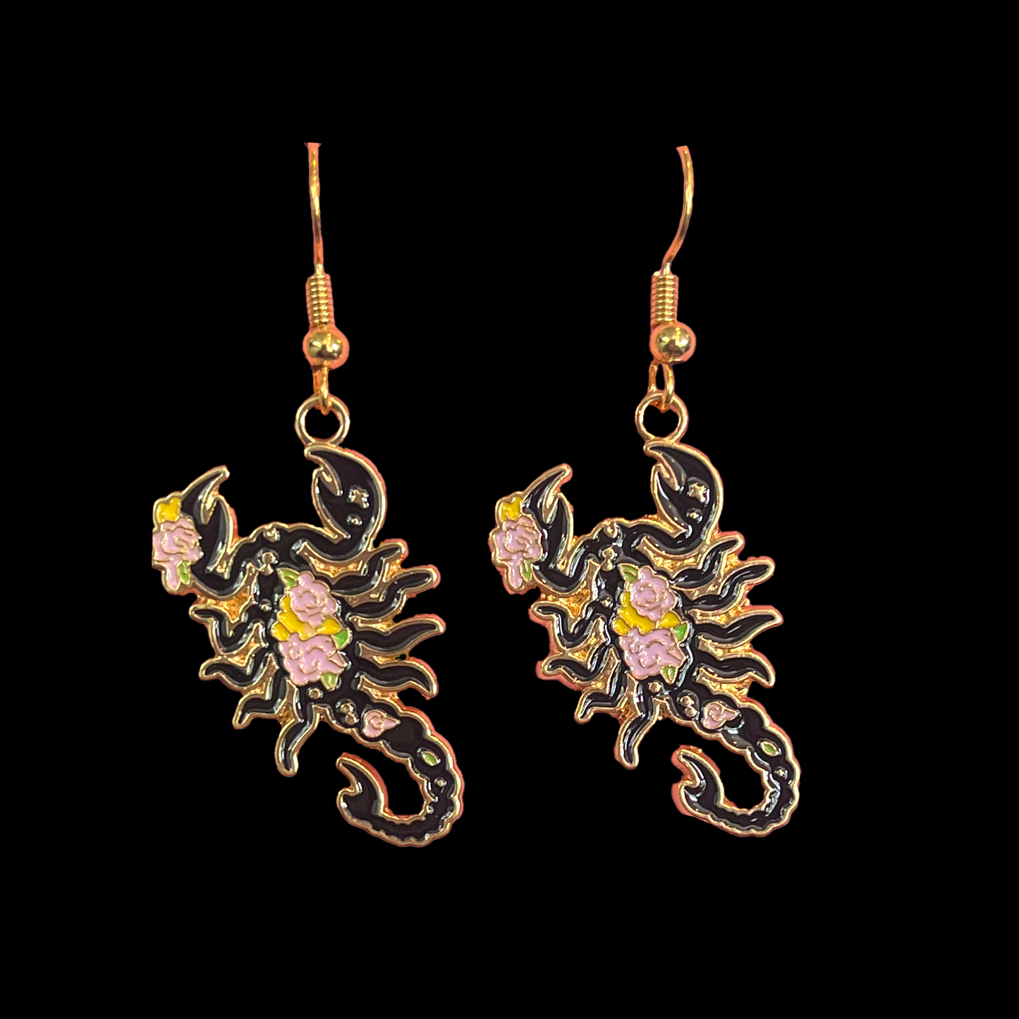 Scorpion Floral Dangle Earrings