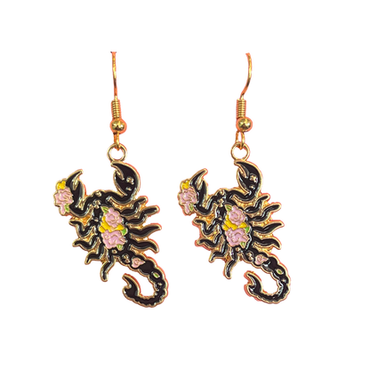 Scorpion Floral Dangle Earrings