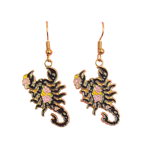 Scorpion Floral Dangle Earrings