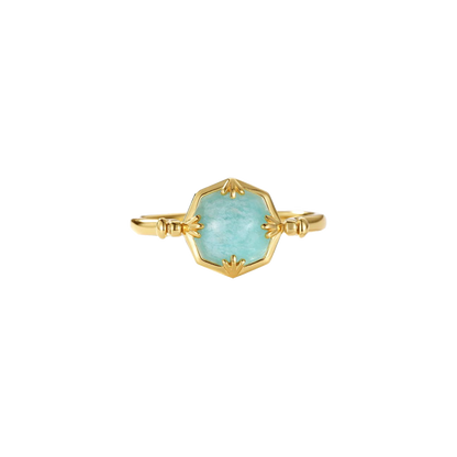 Hexagon Seafoam Amazonite Ring