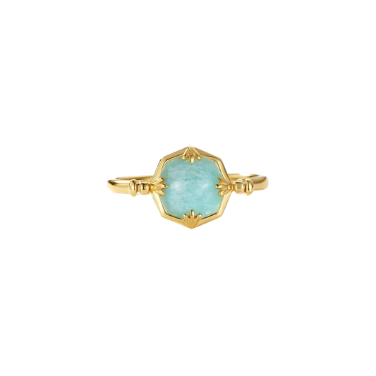 Hexagon Seafoam Amazonite Ring