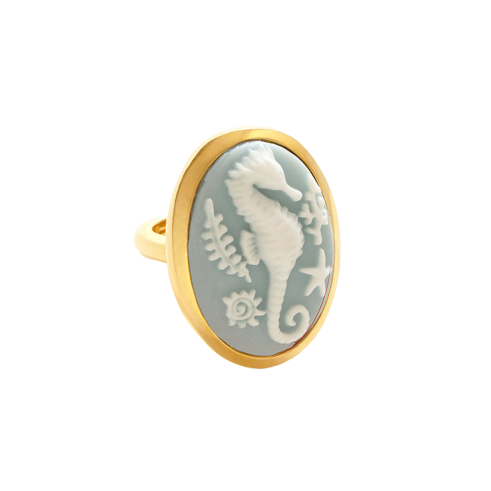 Seahorse Cameo Ring