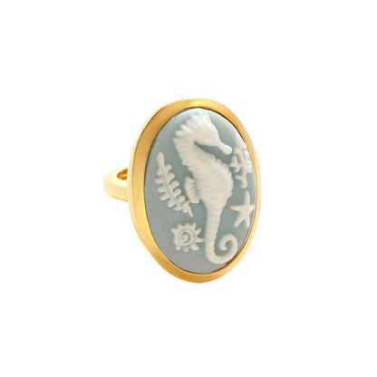 Seahorse Cameo Ring