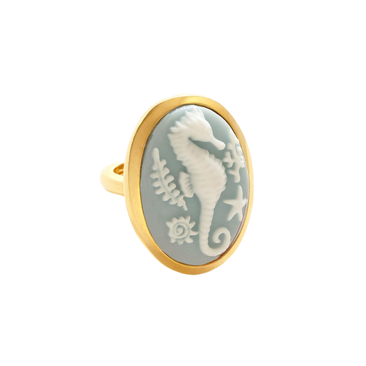 Seahorse Cameo Ring