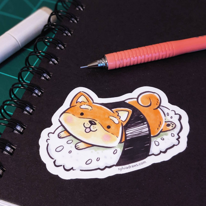 Shiba Inu Sushi Sticker