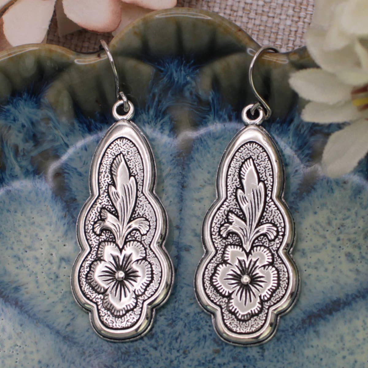 Vintage Floral Flourish Dangle Earrings