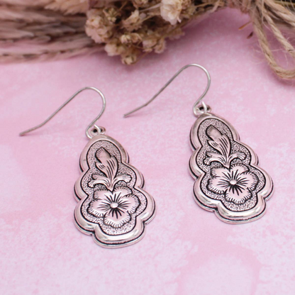 Vintage Floral Flourish Dangle Earrings