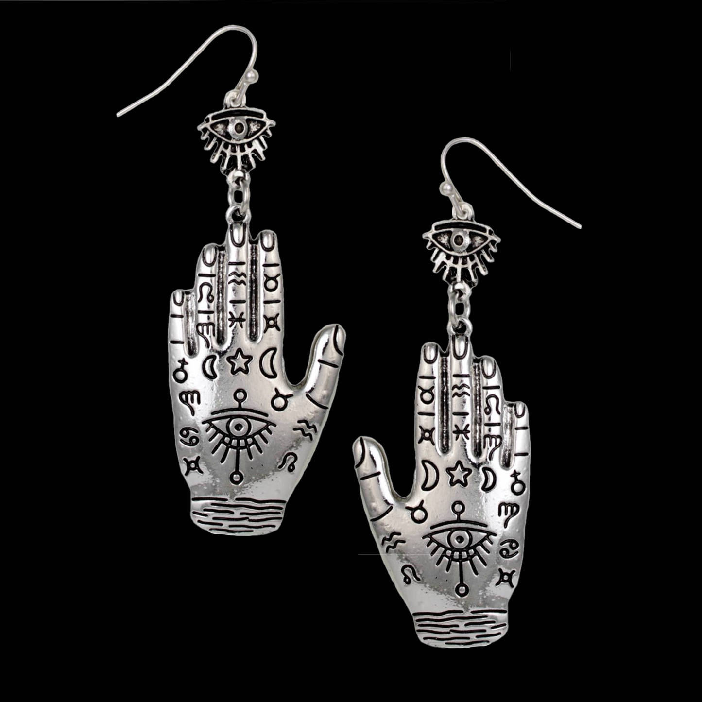 Hand of Fortune Celestial Dangle Earrings