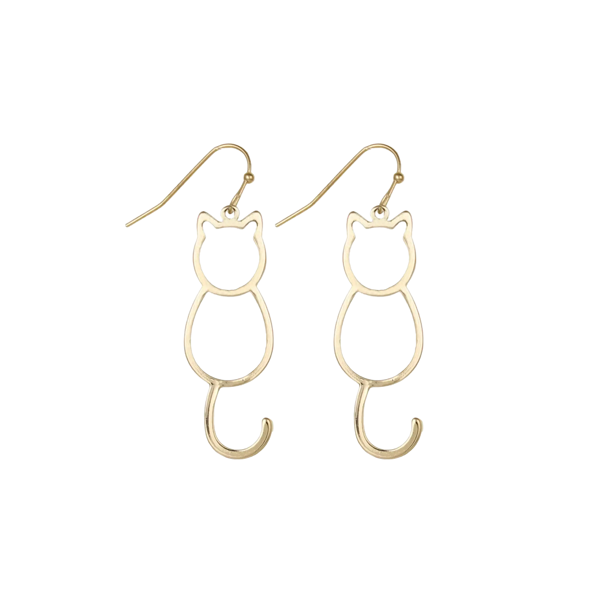 Sitting Kitty Gold Dangle Earrings
