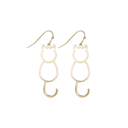 Sitting Kitty Gold Dangle Earrings