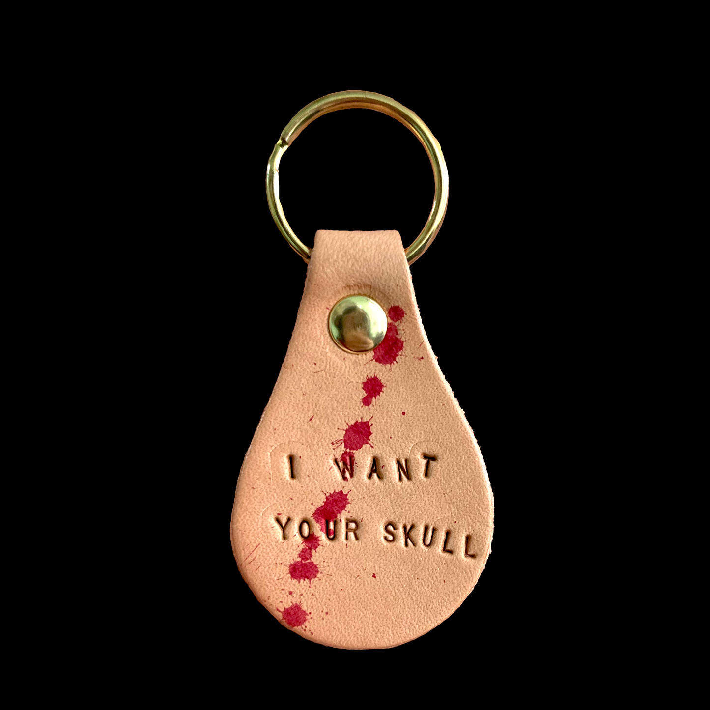 New Leather I Want Your Skull Keyring